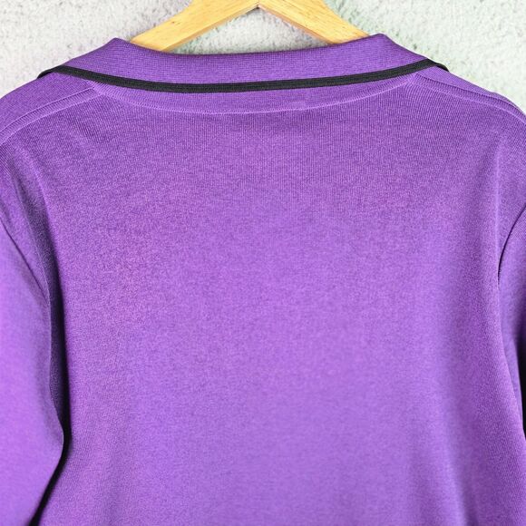 Howard Wolf Escape Cardigan L Purple VTG Open Front Collar Pocket Side Slit Pads - Picture 8 of 15